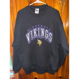 Minnesota Vikings NFL Football Y2K Black Sweatshirt Vintage‎ Mens SizeLarge